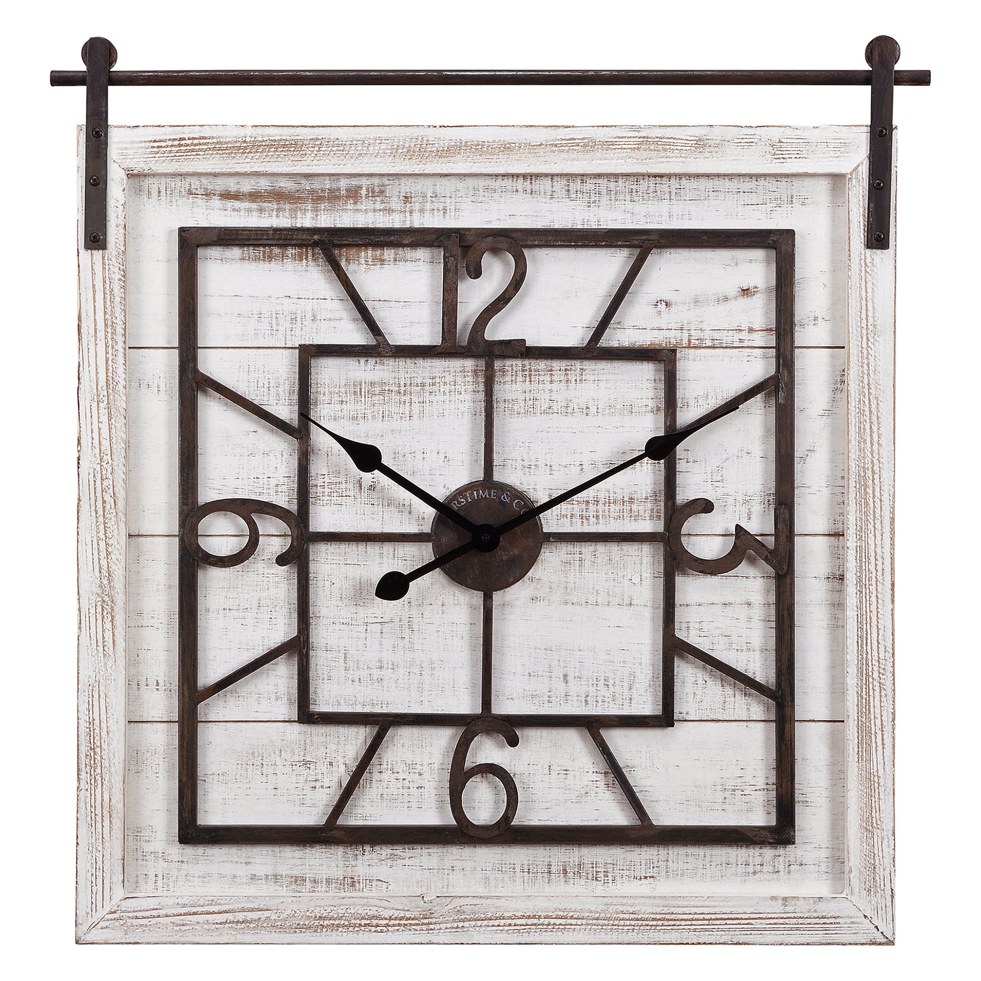 FirsTime & Co. White Townsend Barn Door Wall Clock, Farmhouse, Analog, 29 x 1.75 x 30 in