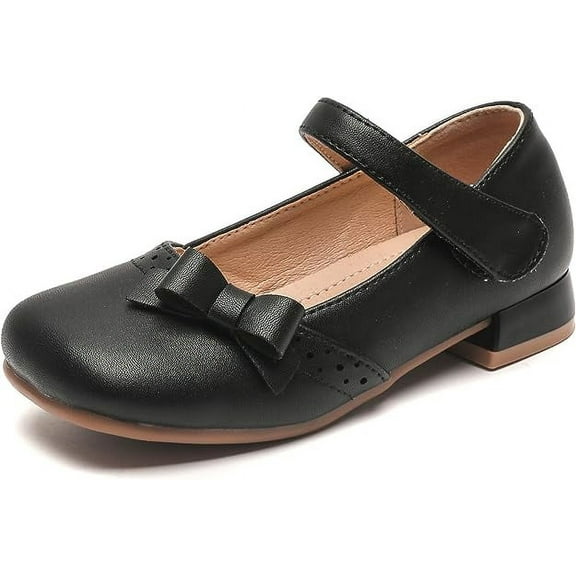 kkdom Girls Mary Jane Dress Shoes Ballet Flats for Girl Wedding Party School Shoes Black Size 11 Little Kid