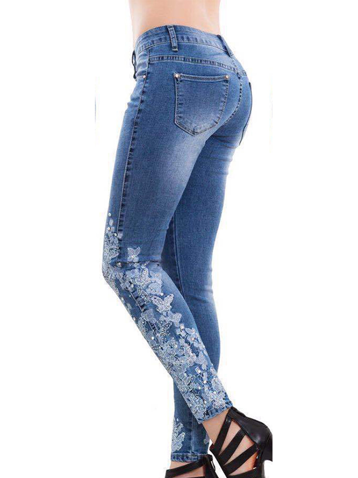 discount 77% WOMEN FASHION Jeans Embroidery Elogy Jeggings & Skinny & Slim Navy Blue 