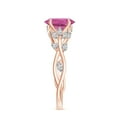 thumbnail image 4 of Vine Art Leaf Style Moissanite Ring Oval Shaped Pink Tourmaline Engagement Ring in Sterling Silver/ Rose Gold Plated Engraved Promise Wedding Band Ring October Birthstone Jewelry, Ring Size 9, 4 of 8