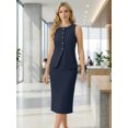 thumbnail image 2 of DARING DIVA 2Pcs Women's Work Button Down Vest Blazer Suit Skirt Set XL Dark Blue, 2 of 8