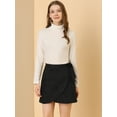 thumbnail image 4 of INSPIRE CHIC Minifalda corta cruzada con lazo en la cintura y ante sintético para mujer Negro XS, 4 of 6