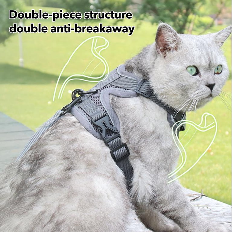 Escape-Proof Cat Harness and Leash Set, Gray photo 5
