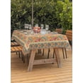 thumbnail image 3 of Outdoor Tablecloths with Umbrella Hole & Zipper, Beige Red Floral Boho 54x80 Inch Tablecloth Rectangle, Vintage Ethnic Tribe Abstract Art Waterproof Table Cloth, Patio/Pool/Picnic Table Covers, 3 of 8