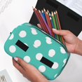 thumbnail image 7 of Hirioo Teal Turquoise And White Polka Dot for Large Grid Mesh Pencil Case with Zipper Stationery Organizer Case, 7 of 7
