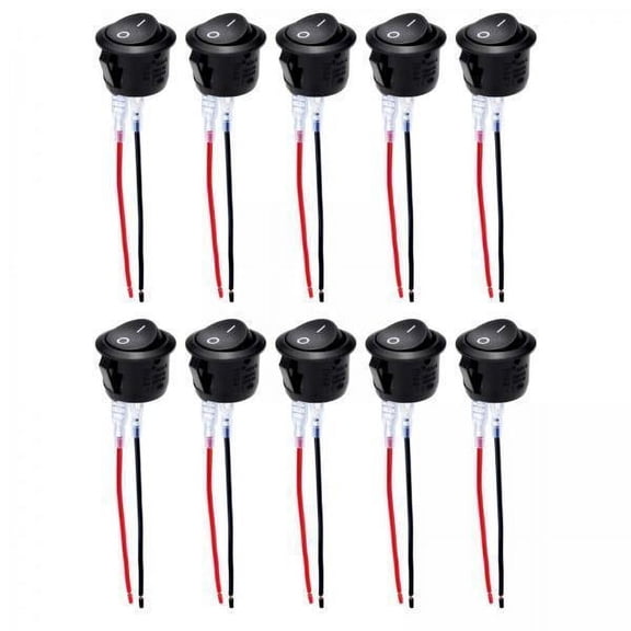 Dickly 2x 10Pcs Replacement 12V Round Rocker Switch Spst 2 Pins 2 Position 20mm Accessory Pre Wired for Automotive RV Lightweight 2 Pcs
