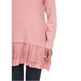 thumbnail image 4 of Simply Couture Women's Plus Size Solid Relaxed Light Lace Ruffle Multilayered Crewneck Bow Knit Sweater Blouse, 4 of 4