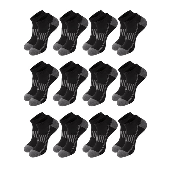 ARWSER Mens 12 Pairs Ankle Socks, Cushioned Breathable Athletic Low Cut Sports Running Socks for Outdoor Daily Wear