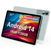 Newest 11 inch Android 14 Tablet, 18GB RAM, 128GB ROM, 1TB Expand, 2K Display, Octa-Core 5G/2.4G WiFi, 13MP+5MP+5MP Camera, BT 5.0, GPS, 9000mAh, Quad Stereo Speakers