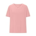 thumbnail image 3 of qucoqpe Summer Tops for Women V Neck Short Sleeve Blouse Casual Loose T-shirts Solid Color Basic Tees, 3 of 6