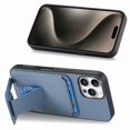 thumbnail image 3 of C1-11 for iPhone 16 Pro Case Card Holder Carbon Fiber Texture Leather Coated TPU Phone Cover - Blue, 3 of 5