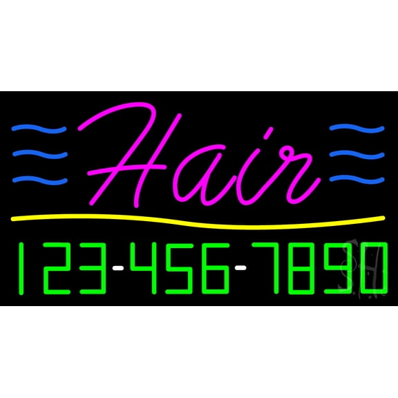 Pink Hair with Number LED Neon Sign 13 x 24 - inches, Black Square Cut Acrylic Backing, with Dimmer - Bright and Premium built indoor LED Neon Sign for Defence Force.