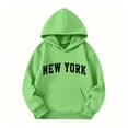 thumbnail image 4 of NEBWOAK Girls Fleece Hoodie, Green Pullover Sweatshirt Long Sleeve Varsity Print,Size 10-11T, 4 of 6