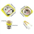 thumbnail image 3 of pitrice Kids Tableware Set 5Pcs Baby Bamboo Fiber Cartoon Bowl Animal Dinnerware Set Toddler Cup Spoon Fork, 3 of 8