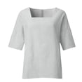 thumbnail image 5 of ManxiVoo Women's Square Neck 3/4 Sleeve Top Breathable Cotton Blend Solid Color Casual Shirt Relaxed Fit Modern Tops XL Size White, 5 of 6
