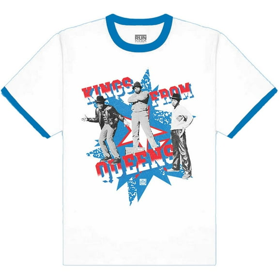 Run DMC Unisex Ringer T-Shirt Kings From Queens  (Small)