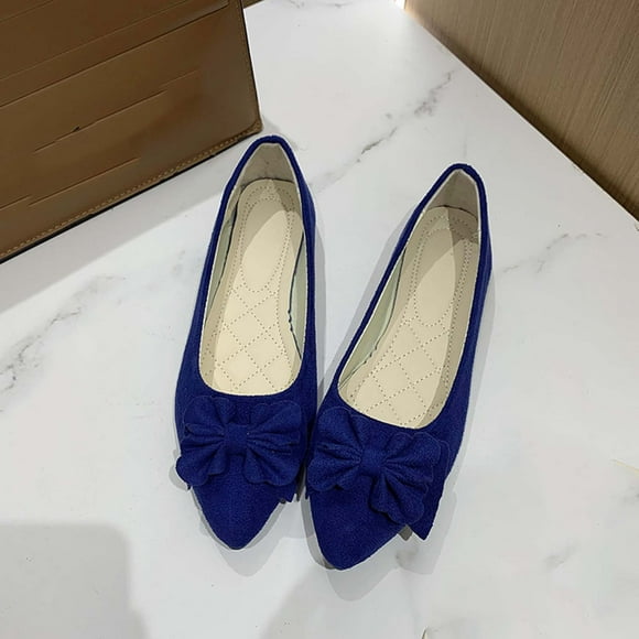 TopLLC Flats Shoes Women's Spring And Summer New Shallow Mouth Suede Bow Slip-on Flat Shoes Women Shoes