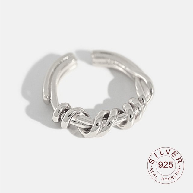 Anillo interwave de Plata de Ley 925 de alta calidad, anillo redondo clásico para dedo, regalo de joyería de compromiso de boda para mujer