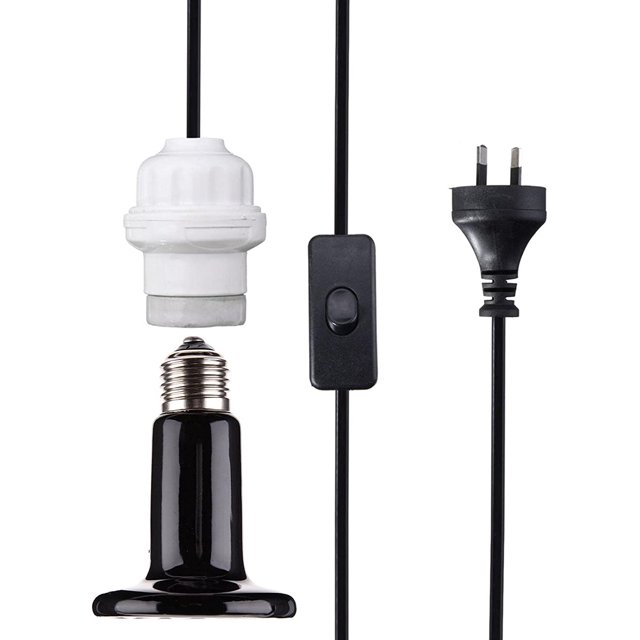 Bombilla de calor para reptiles, lámpara emisora de calor infrarroja de cerámica, lámpara de calor infrarroja duradera y segura con cable para criadero de tortugas, serpiente de acuario esquí esquí Gafas de esquí