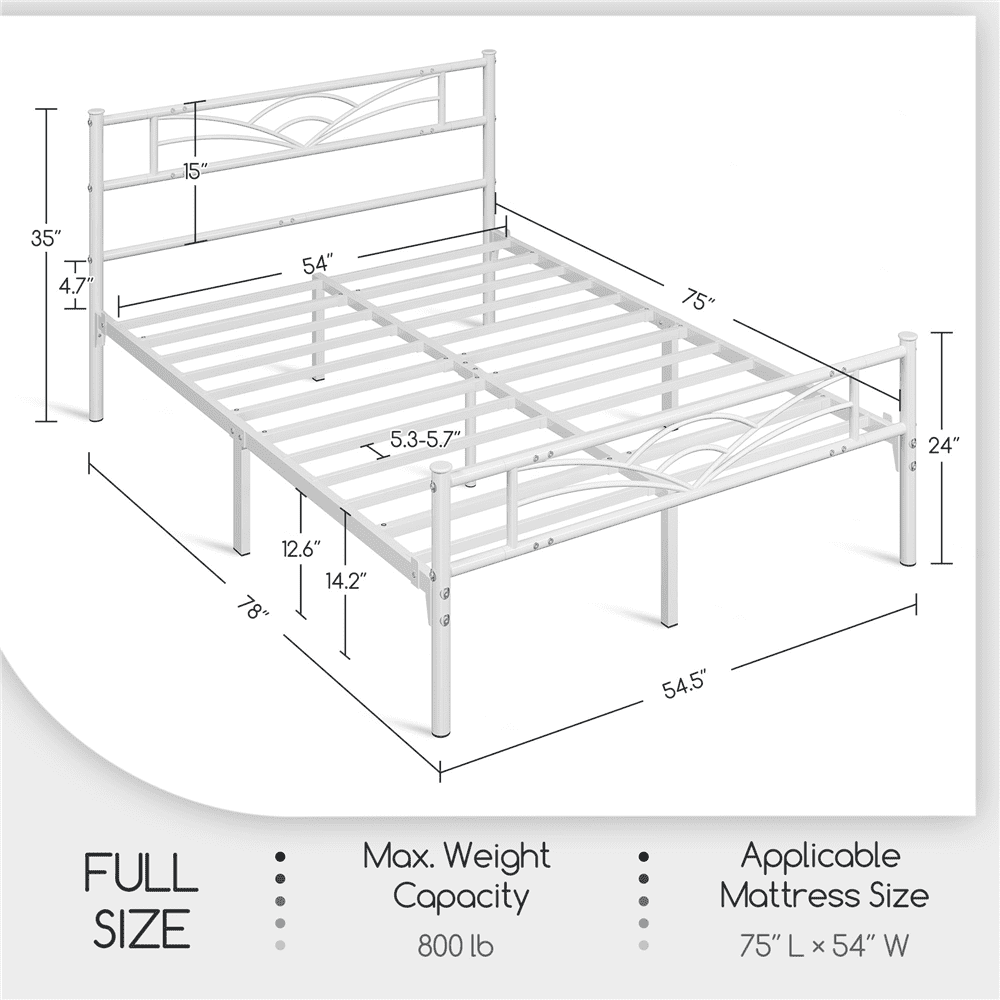 Renwick Skylar Cloud-Inspired Design Full Size Metal Platform Bed, White, Adult