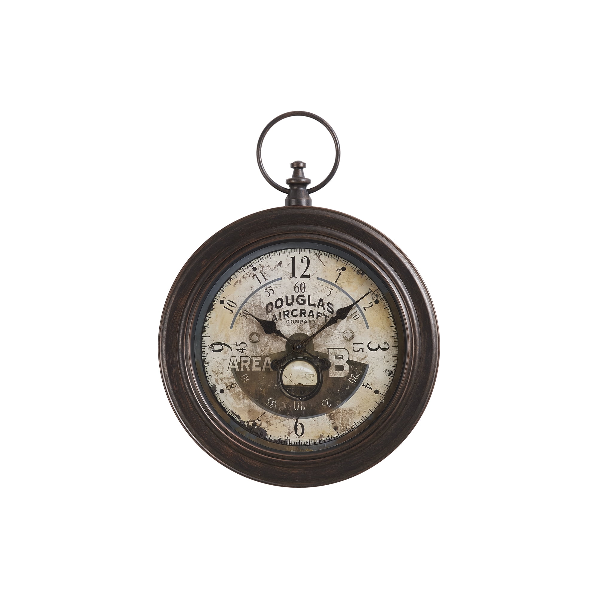 18 Silent Wall Clock, Vintage Pocket Watch Design, Non-Ticking Quartz Battery Operated Decorative Clock for Living Room, Home Decor, Office, Dark Bronze