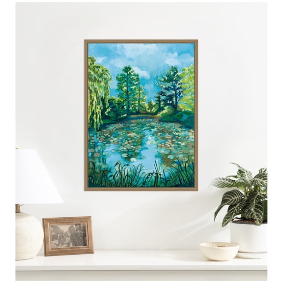 Kate and Laurel Framed Canvas Wall Art Print Botanical Garden by Lucia Gianello, 18 x 24 Sylvie Dark Gold Frame, Rustic Farmhouse, Landscape Art for Wall Decor