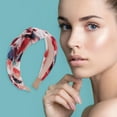 thumbnail image 2 of Unique Bargains 1 Pc Exquisite Printed Crumpled Knot Headband Wine Red, 2 of 6