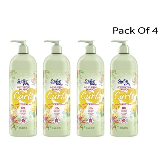 Suave Kids Naturals Shampoo for Kids Curls, Sweet Almond & Honey, Tear-free, 20 oz (Pack OF 4)