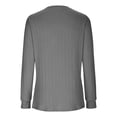 thumbnail image 6 of WREESH Womens Fashion T-Shirts V Neck Solid Color Pullover Regular Fit Button Henley Long Sleeve Tops Button Casual T-Shirt Top Blouse Gray, 6 of 6