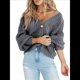 thumbnail image 2 of Suéter de Punto Grueso Abierto para Mujer, Larga, Botones, Cárdigan Corto Holgado, Abrigos de Abrigo. Gris XL, 2 of 6
