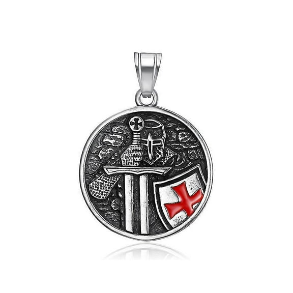 Cool Vintage Stainless Steel Armor Shield Knight Templar Cross Pendant Necklace For Men Fashion Punk Amulet Jewelry Dropshipping