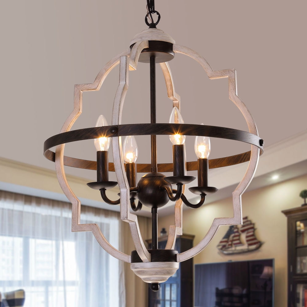Kepooman 4-light Rustic Farmhouse Chandelier, Rustic Industrial Iron Chandeliers for Living Room Bedroom Kepooman 4-light Rustic Farmhouse Chandelier, Rustic Industrial Iron Chandeliers for Living Room Bedroom
