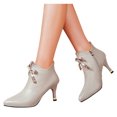thumbnail image 2 of Vedolay Summer High Heels Women's Closed Pointed Toe Heels Buckle Strap Heel Dressy Pumps,White 7, 2 of 5