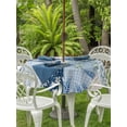 thumbnail image 3 of Outdoor Tablecloths with Umbrella Hole & Zipper, Blue Floral Round Tablecloth 54 Inch, Spring Flowers Plants Patchwork Grid Bohemia Waterproof Table Cloth, Patio/Pool/Picnic Table Covers, 3 of 8