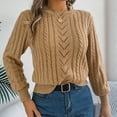 thumbnail image 5 of Nfurl Womens Cable Knit Sweaters Fall Long Sleeve Crew Neck Sweater Casual Solid Color Pullover Sweaters 2025 Fall Jumper Tops Khaki XL, 5 of 9