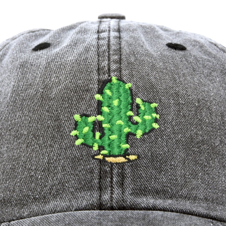 Desert Cactus Unisex Baseball Cap - Pigment Dyed Cotton, Adjustable Leather Strap, One Size, Blue
