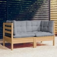 thumbnail image 1 of vidaXL 2-Seater Garden Sofa with Grey Cushions Solid Pinewood, 1 of 5