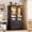 Black, variant on PAKASEPT 71" Armoire Wardrobe Closet with Glass Door and Drawers, Bedroom Closet Wardrobe Cabinet with Hanging Rod, Lighted Freestanding Armoire Storage Cabinet for Bedroom Cloakroom,Black