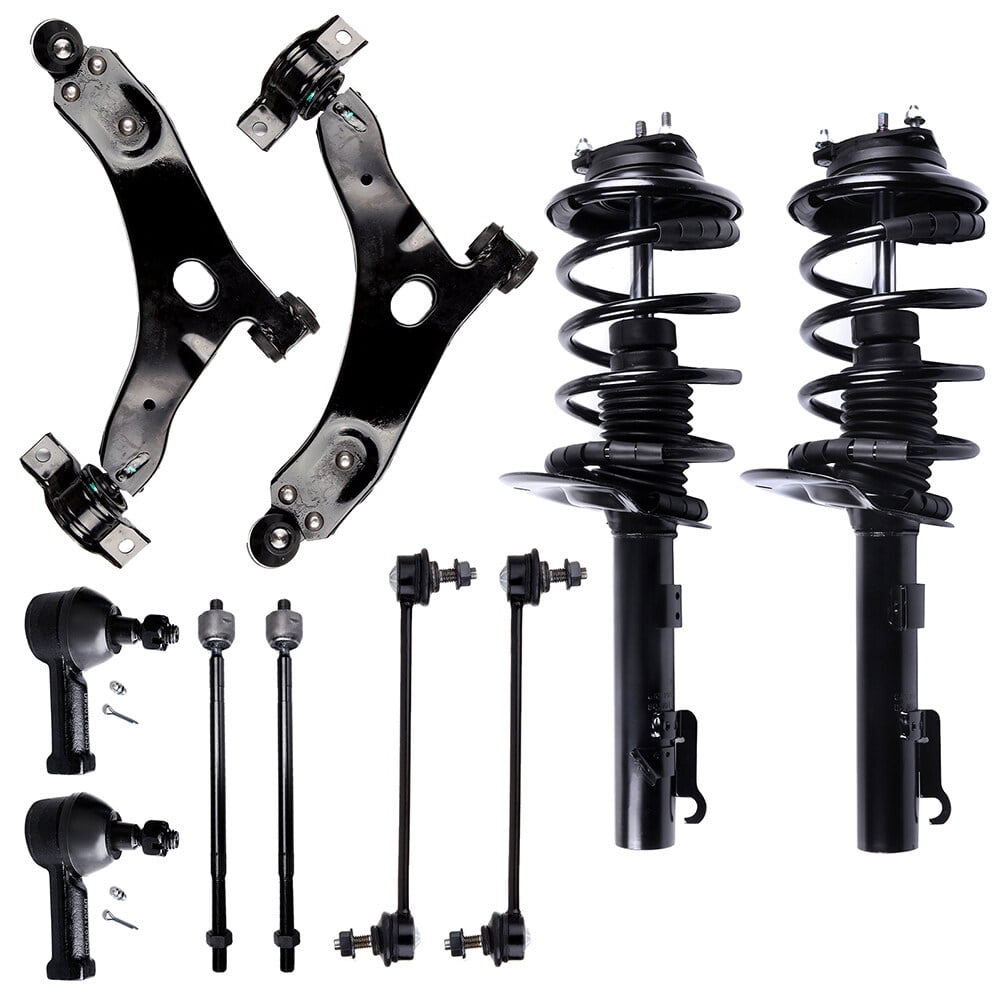 SCITOO Struts and Shock Front Pair Complete Strut Coil Spring Assembly Shocks Control Arm and Ball Joint Assembly Stabilizer Bar Link Tie Rod End fit 2006-2010 for Ford Focus