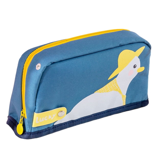 Estuche para lápices FloreceBien, portátil, con cremallera, organizador de almacenamiento, estuche para lápices, estuche para cosméticos y maquillaje, azul marino