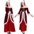 thumbnail image 4 of Disfraz de Navidad de talla grande de Papá Noel con chal, vestido de Navidad para mujer adulta, ropa de actuación escénica, conjunto completo, ropa para hombre, 4 of 5