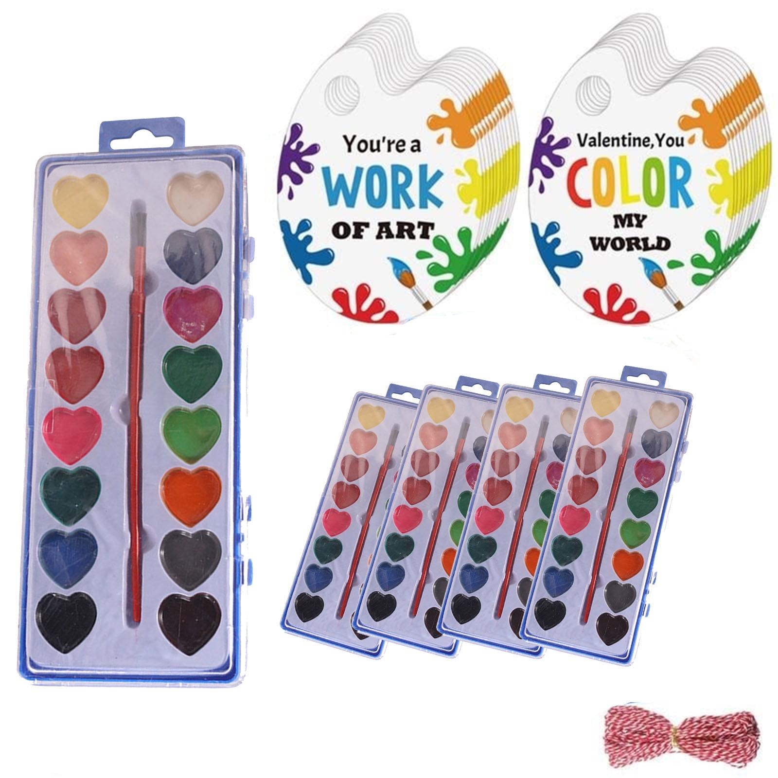 Valentines Day Gifts-16 Colors 36Pc Valentine Watercolor Paint Set,Valentines Party Favors,Valentines Day Gifts For Kids,For Prizes Exchange Gifts Valentines Party Favors For Preschool School