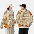 thumbnail image 4 of Fotbe Thanksgiving With A Grateful Heart Chaqueta con Protección Solar UPF 50+ para Hombre y Mujer, Camisa con Capucha y Bolsillos-Small, 4 of 7