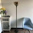 thumbnail image 3 of Enjoy Décor Lamps Tiffany 1-Light Torchiere Floor Lamp with Stained Glass Bowl in Gold, 3 of 4