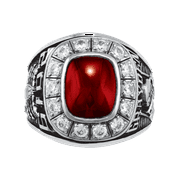 Keepsake Personalized Men's Square Premiere Class Ring in Valadium Stainless Steel, Silver Plus, 10K Gold and 14K Gold