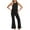 Black, variant on BiZtdJrK Womens Sleeveless Tank Tops and Trousers Knit Sweaters 2 Piece Outfits Solid Color Vest Matching Flared Wide Leg Pant Lounge Sets Black S