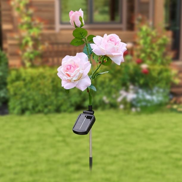 Lámpara De Rosas Con Energía Solar, Luz De Jardín Impermeable Para Exteriores, Flor Led De Simulación Solar, Instalación Con Estaca, Iluminación Decorativa Para Césped,Vsgery