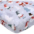thumbnail image 2 of Cloele Sábana bajera ajustable con diseño de muñeco de nieve para niños y niñas, 1 paquete de sábanas acogedoras para cuna estándar y colchones para niños pequeños, colchón de cuna gris, sábana para b, 2 of 4