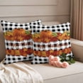 thumbnail image 2 of Pumpkin Happy Thanksgiving Pillow Covers 2 Pack Maple Leaf Plaid Fall Pillowcase Waterproof Outdoor Throw Pillow Cover for Patio Garden Square Cushion 26”x26”, 2 of 9