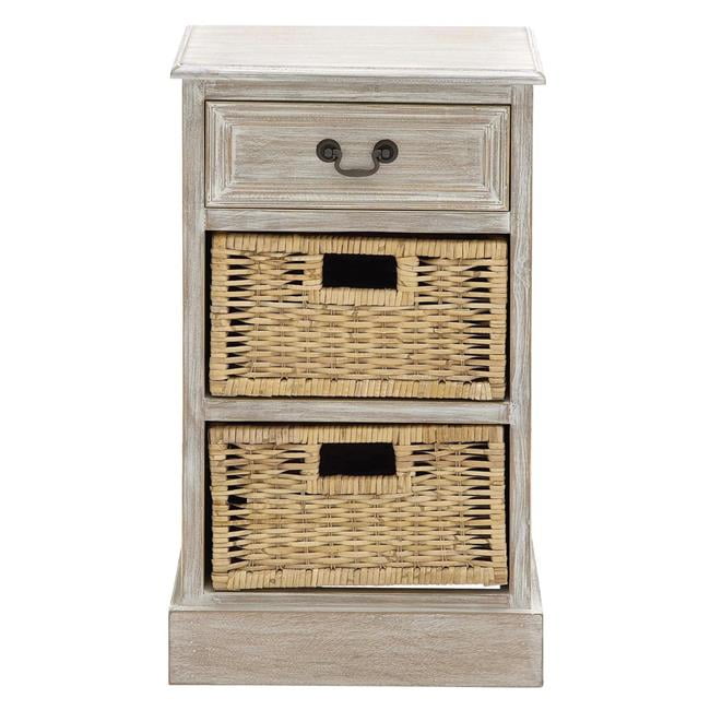 Urban Designs 7728269 Weathered 3 Drawer Storage Chest Night Stand